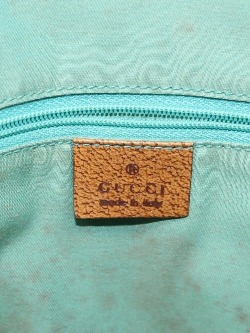 GUCCI GG Canvas Tote Bag Turquoise Blue 113017 Auth 115077 - Picture 11 of 16